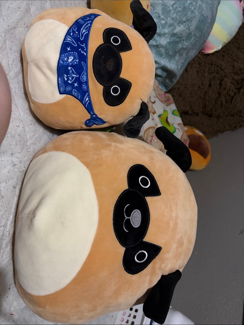 Squishmallows Tan and Cream Pug Plush with Blue Bandana